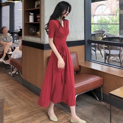 Rochie moderna de dama lunga in mai multe culori cu maneci scurte