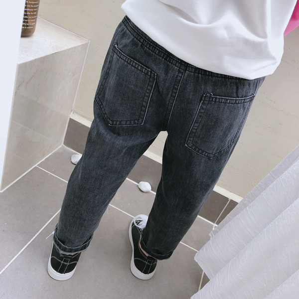 Blugi casual pentru copii pentru fete cu talie elastica in negru