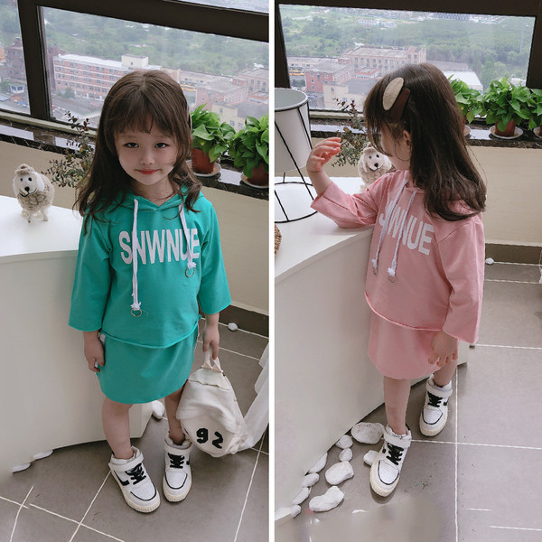 Set zilnic pentru copii pentru fete în două părți în roz și verde