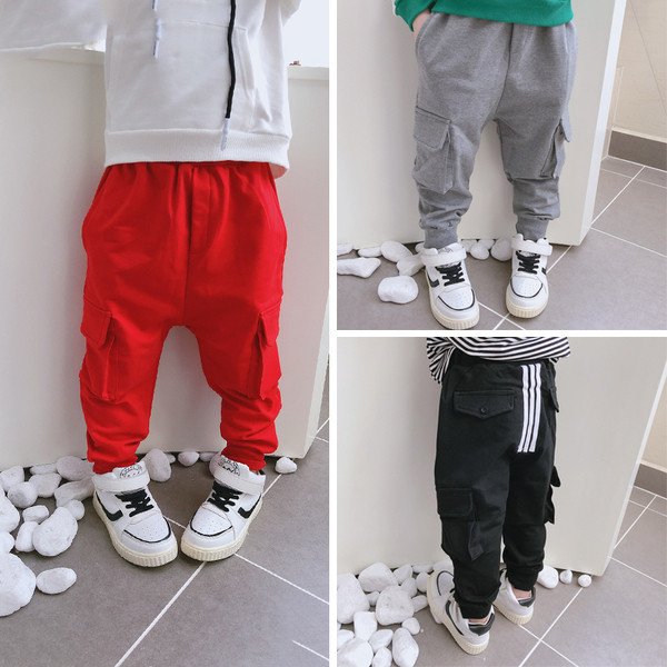 Pantaloni sport copii cu buzunare in trei culori