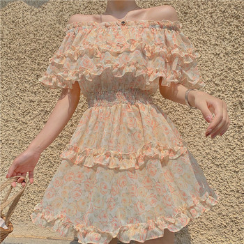 Rochie de dama eleganta cu model floral - model croiat