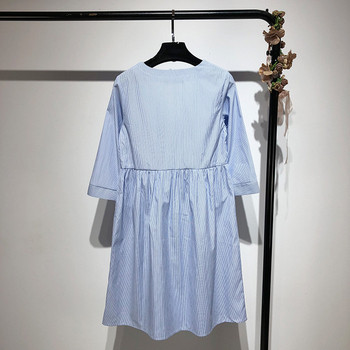 Rochie de dama in dungi cu broderie