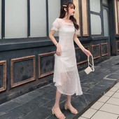 Rochie albă de damă casual cu mâneci scurte