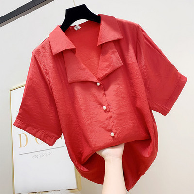 Cămașă de damă cu guler și mâneci scurte în mai multe culori