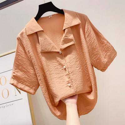 Cămașă de damă cu guler și mâneci scurte în mai multe culori