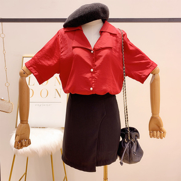 Cămașă de damă cu guler și mâneci scurte în mai multe culori