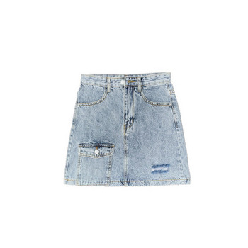 Fusta de dama moderna de culoare deschisa cu buzunare