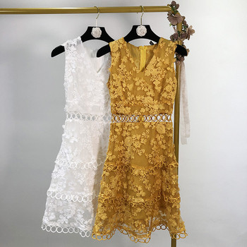 Rochie de dama cu decolteu in V cu dantela in doua culori