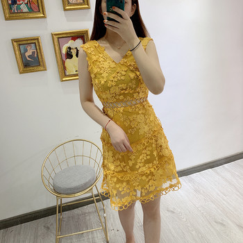 Rochie de dama cu decolteu in V cu dantela in doua culori