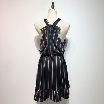 Rochie de dama in dungi cu cravate in talie