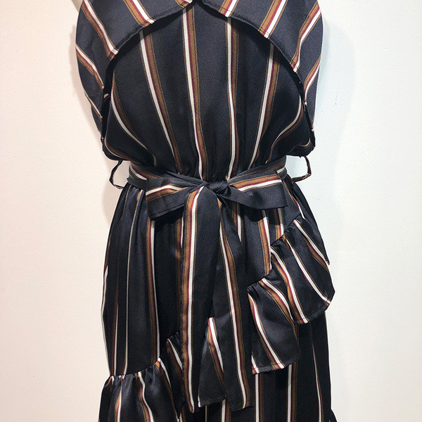 Rochie de dama in dungi cu cravate in talie