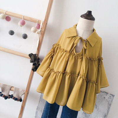 Cămașă elegantă pentru copii pentru fete în galben