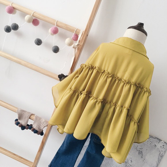 Cămașă elegantă pentru copii pentru fete în galben