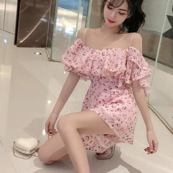 Rochie scurta de dama moderna cu motive florale