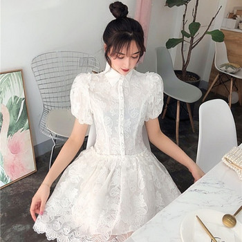 Rochie albă scurtă de damă elegantă - model croiat