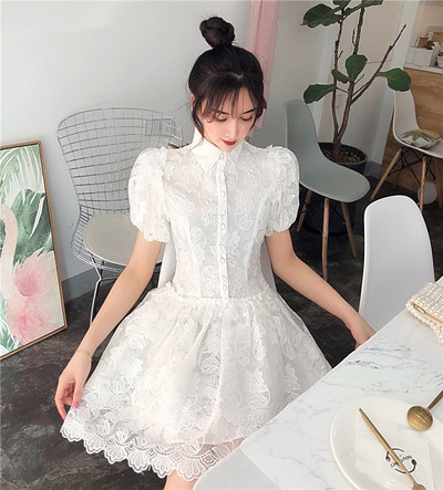 Rochie albă scurtă de damă elegantă - model croiat