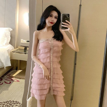 Rochie moderna de dama in trei culori cu bretele subtiri