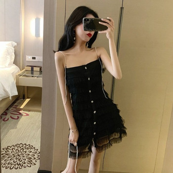 Rochie moderna de dama in trei culori cu bretele subtiri