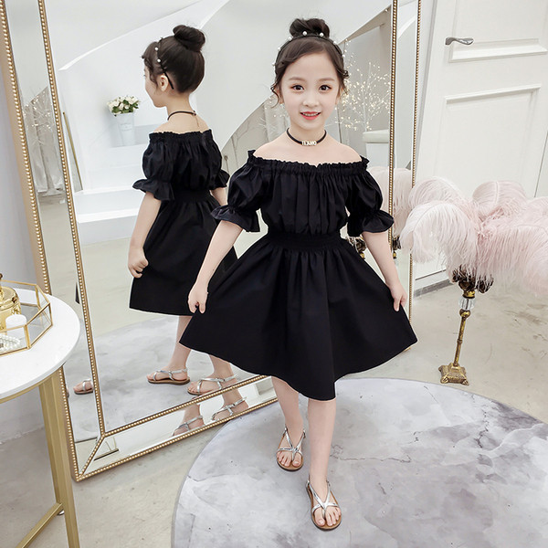 Rochie casual pentru copii pentru fete model croiat in negru si rosu