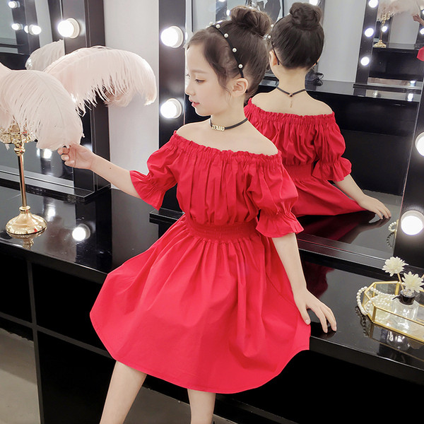 Rochie casual pentru copii pentru fete model croiat in negru si rosu