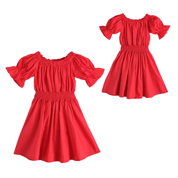 Rochie casual pentru copii pentru fete model croiat in negru si rosu