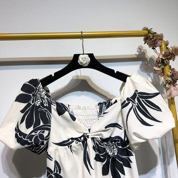 Rochie scurta de dama in alb cu model