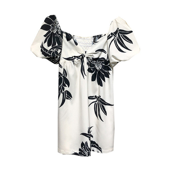 Rochie scurta de dama in alb cu model