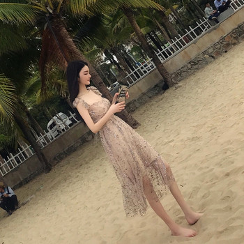 Rochie lunga de dama eleganta cu paiete