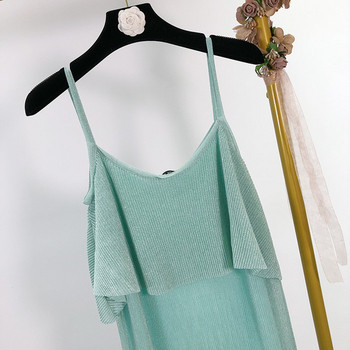 Rochie lunga de dama cu bretele subtiri