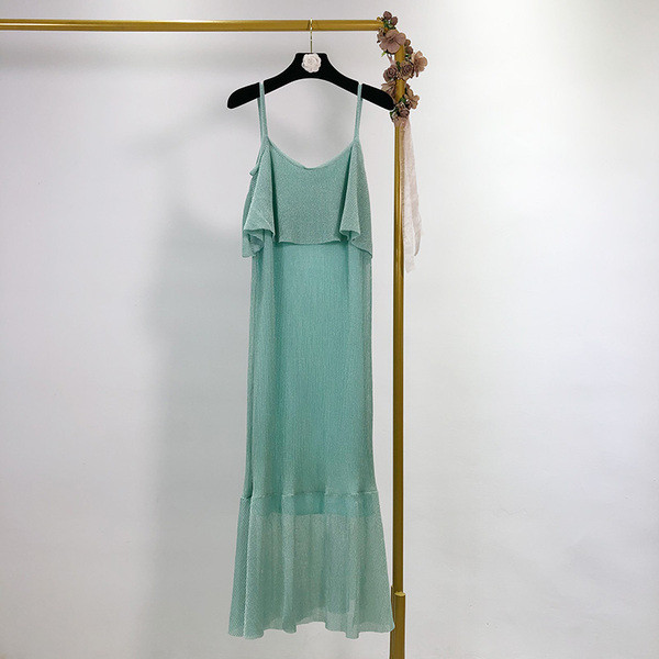 Rochie lunga de dama cu bretele subtiri