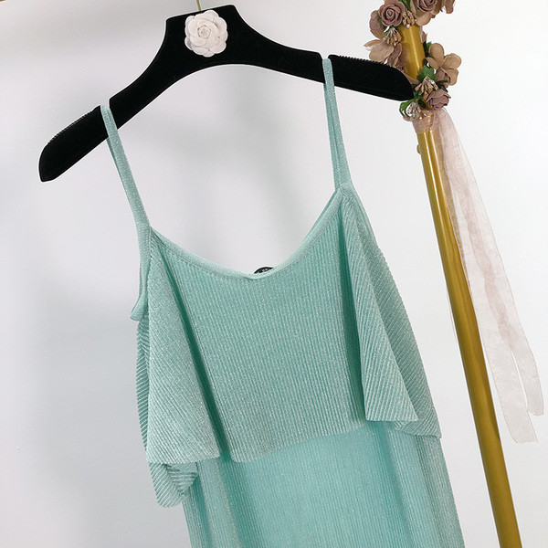 Rochie lunga de dama cu bretele subtiri