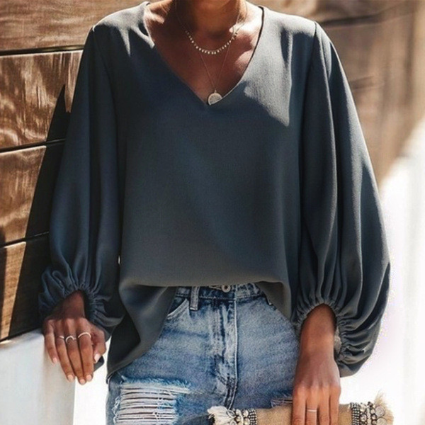 Bluză de damă modernă cu mâneci largi în diferite culori