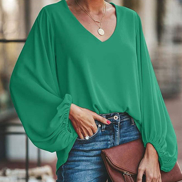 Bluză de damă modernă cu mâneci largi în diferite culori