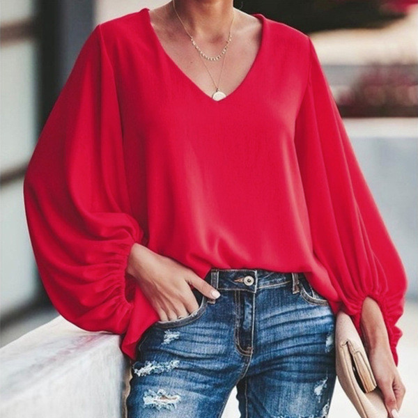 Bluză de damă modernă cu mâneci largi în diferite culori