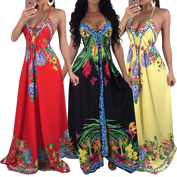 Rochie lunga de dama cu bretele subtiri in trei culori