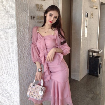 Rochie lungă de damă elegantă în roz