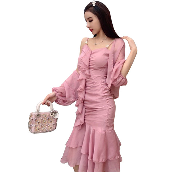 Rochie lungă de damă elegantă în roz