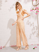 Salopeta de dama cu motiv floral in galben