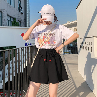 Pantaloni scurți de damă cu talie înaltă și mărimi până la 5XL