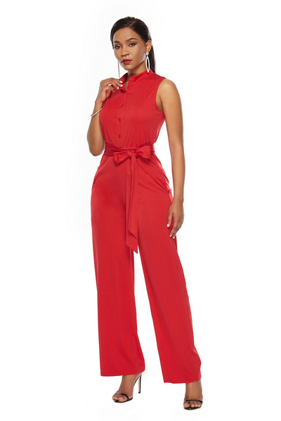 Дамски дълъг гащеризон с връзка в три цвята