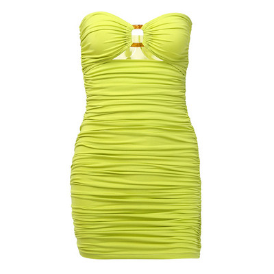 Rochie moderna de dama model Slim in galben si portocaliu