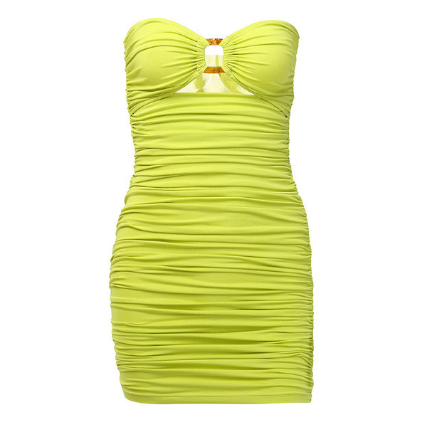 Rochie moderna de dama model Slim in galben si portocaliu