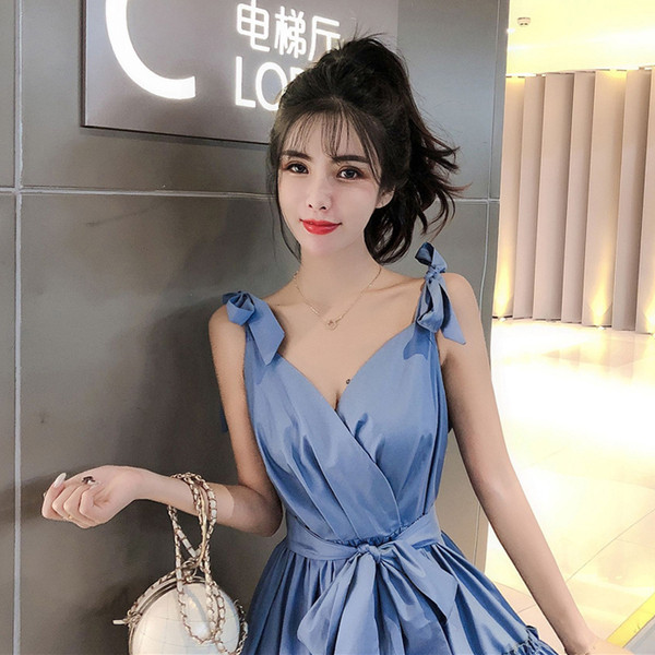 Rochie elegantă de damă în albastru și roșu