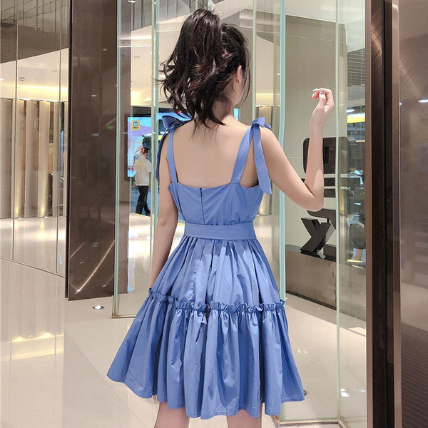 Rochie elegantă de damă în albastru și roșu