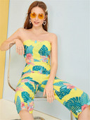 Salopeta de dama cu model floral fara bretele