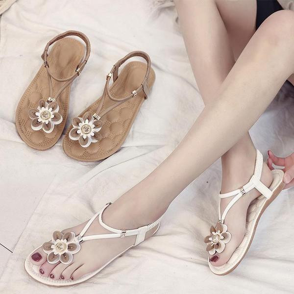 Sandale de dama moderne cu o floare in doua culori