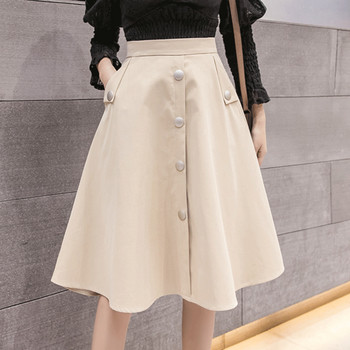 Fusta de dama moderna croiata cu talie inalta in doua culori