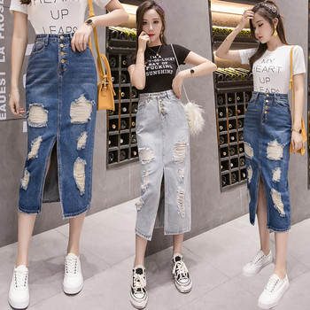 Fusta de dama moderna in doua culori - cu talie inalta