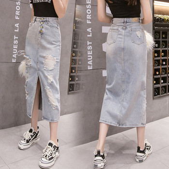 Fusta de dama moderna in doua culori - cu talie inalta