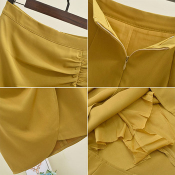 Fusta de dama in trei culori cu talie inalta